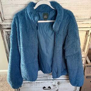 Wild Fable Fuzzy Blue Puffer Jacket